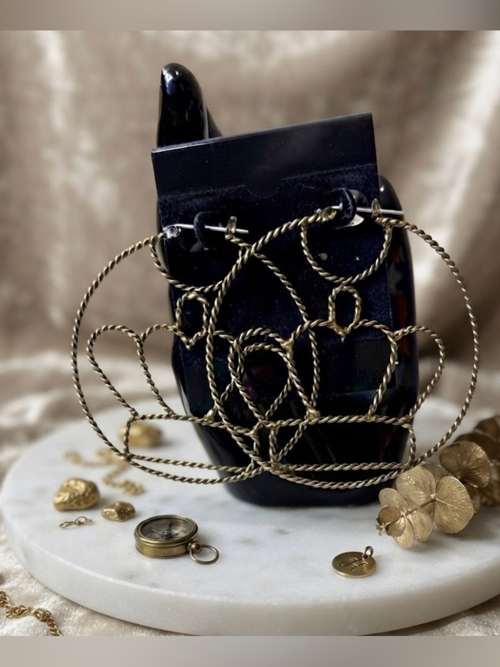 5 for $30 VINTAGE Gold Twisted Crown Heart Hoop Earrings